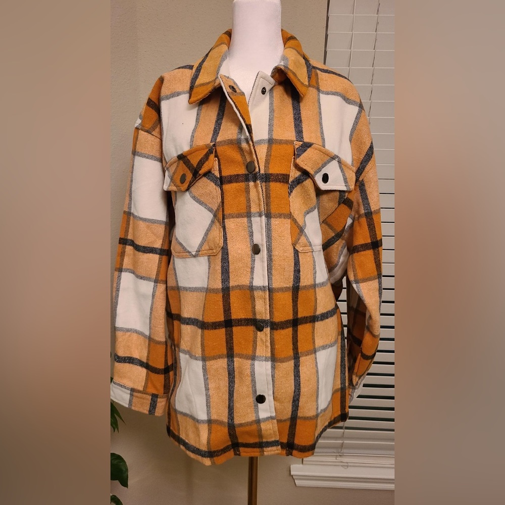 HFX Ladies' Shirt Jacket Flannel Snap Button Collared